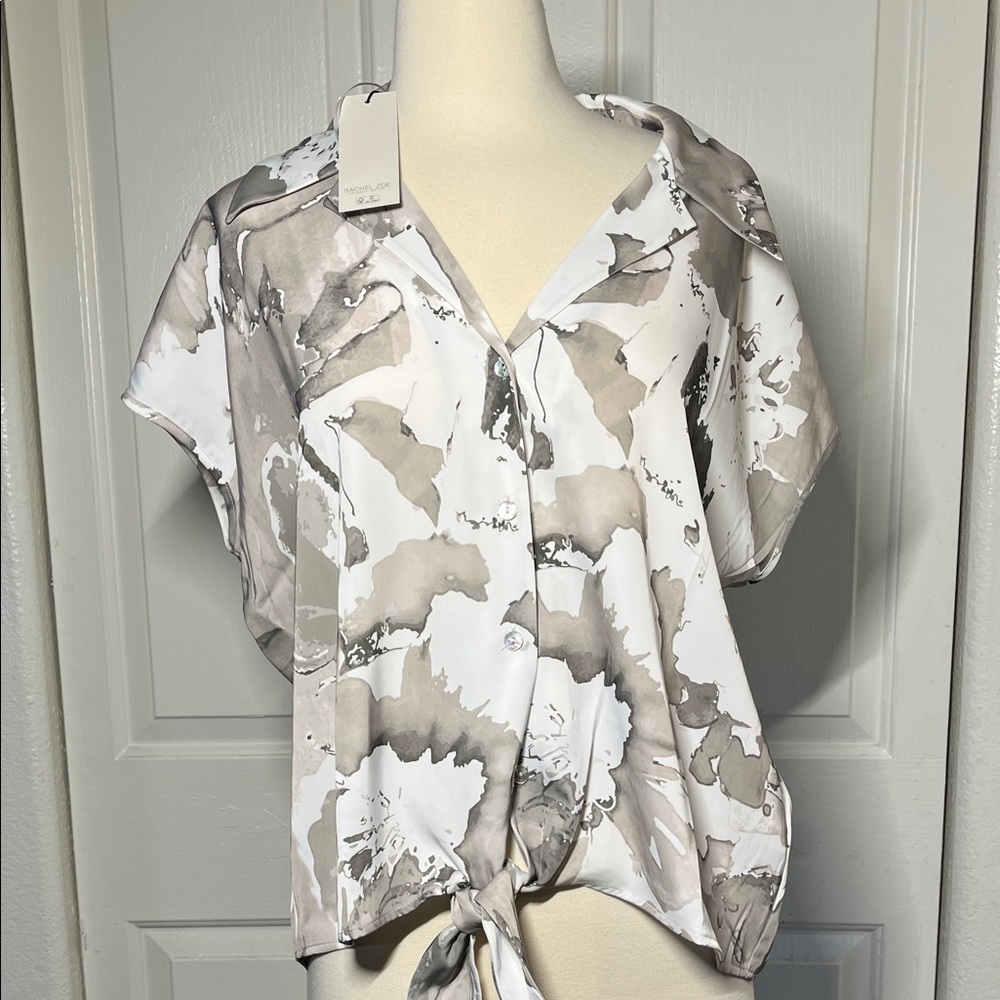 RACHEL ZOE.   Abstract Print Button-Down Blouse